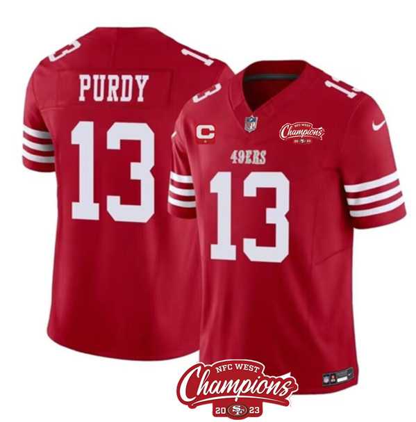 Men & Women & Youth San Francisco 49ers #13 Brock Purdy Red 2023 F.U.S.E. With 1-star C Ptach And NFC West Champions Patch Stitched Jersey